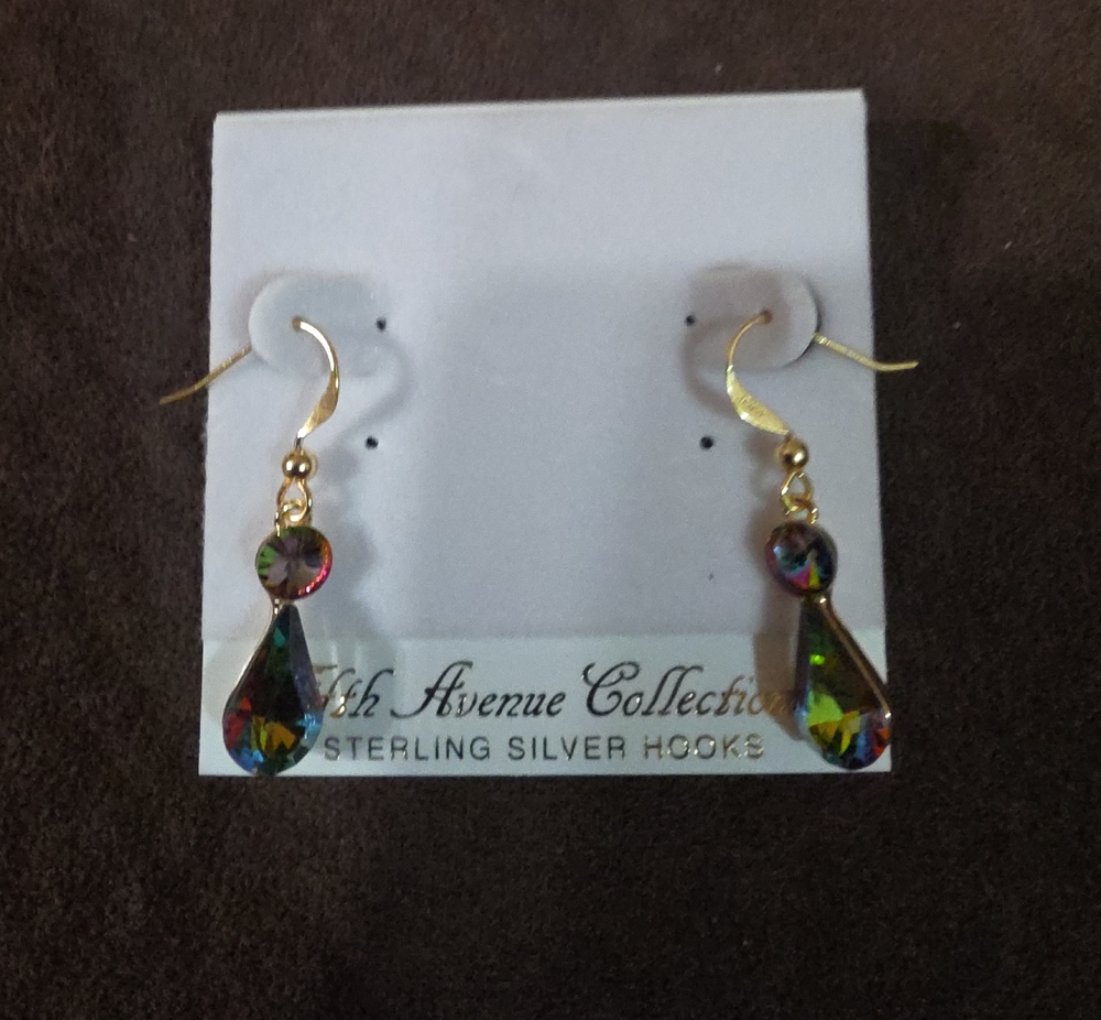Multicolor Teardrop Dangle Earrings with Sterling Silver Hooks